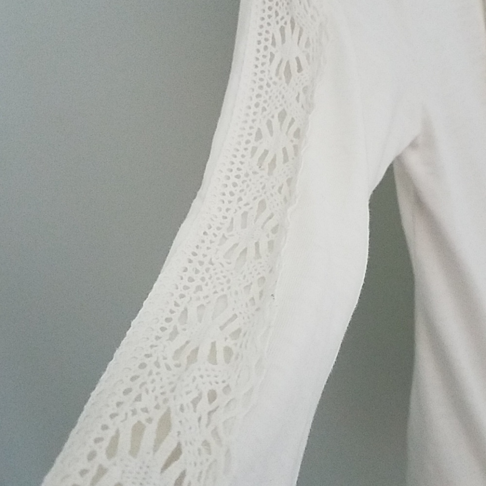 Free People Crochet Inset T Shirt Size XS - Picture 5 of 8